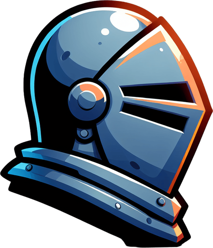 A knights helmet. Side view. Cartoon..
Single Game Texture.  In-Game asset.  2d.  Blank background.  High contrast.  No shadows