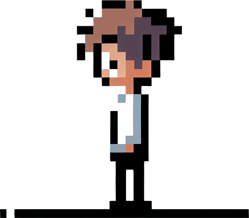 a boy who is lost and sad, now background and only a few pixels.
Single Game Texture. In-Game asset. 2d. Blank background. blocky contrast. round shadows.