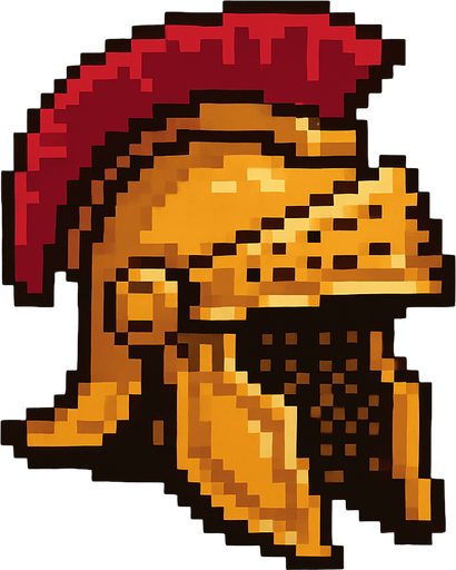 casco de gladiador de pixeles.
In-Game asset.  2d.  High contrast.  No shadows