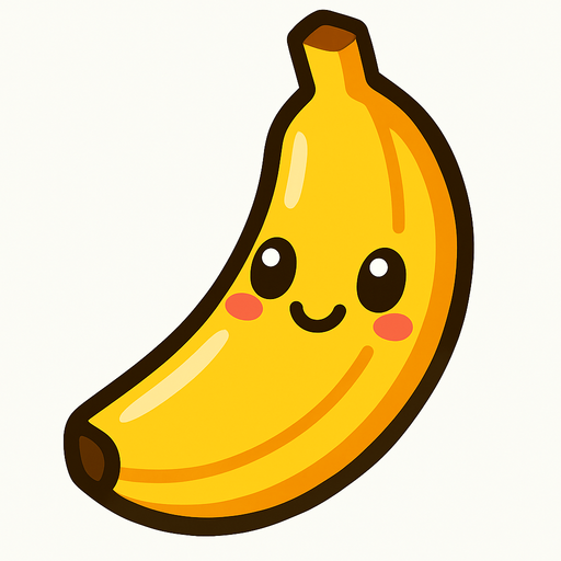 Banana cute.
In-Game asset.  2d.  High contrast.  No shadows