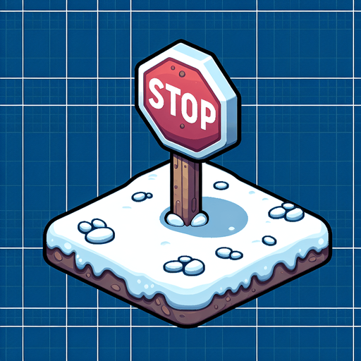 Знак стоп в снегу. Мультяшный.
Single Game Texture.  In-Game asset.  2d.  Blank background.  High contrast.  No shadows