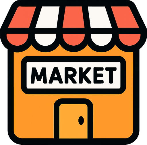 oyunlardaki market ikonu.
In-Game asset.  2d.  High contrast.  No shadows
