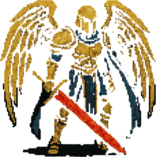Michael demiurgos dark souls style 2d pixel art.
In-Game asset.  2d.  High contrast.  No shadows