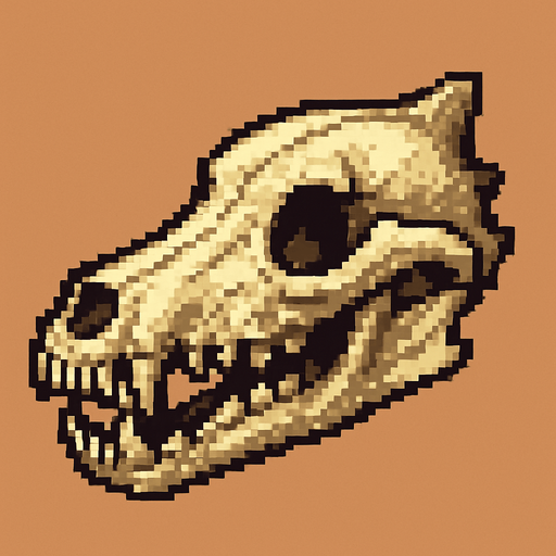 2d pixel art high quality wold skull.
In-Game asset.  2d.  High contrast.  No shadows