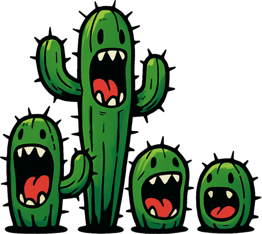 ağazı açık kaktüsler 2D.
In-Game asset.  2d.  High contrast.  No shadows