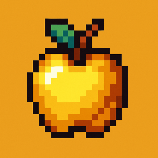 Make me a gold apple 2d pixel.
In-Game asset.  2d.  High contrast.  No shadows
