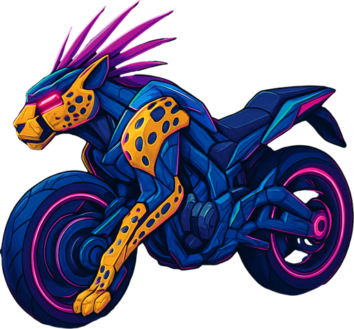 cyberpunk American anime koraidon Miraidon-esque motorcycle animal futuristic cheetah-meets-motorcycle