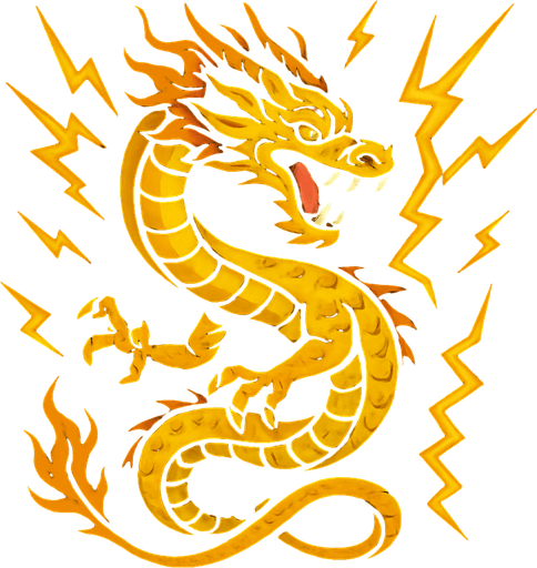 Dragon jaune du tonnerre et du vide.
In-Game asset.  2d.  High contrast.  No shadows