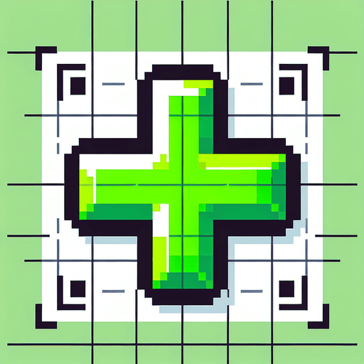 A bright green + symbol for a game GUI element.
Single Game Texture.  In-Game asset.  2d.  Blank background.  High contrast.  No shadows. 8-bit art style
