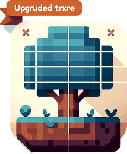 improve_tree_upgrde.
Single Game Texture.  In-Game asset.  2d.  Blank background.  High contrast.  No shadows