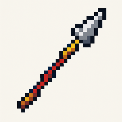 Generame una lanza pixelar.
In-Game asset.  2d.  High contrast.  No shadows