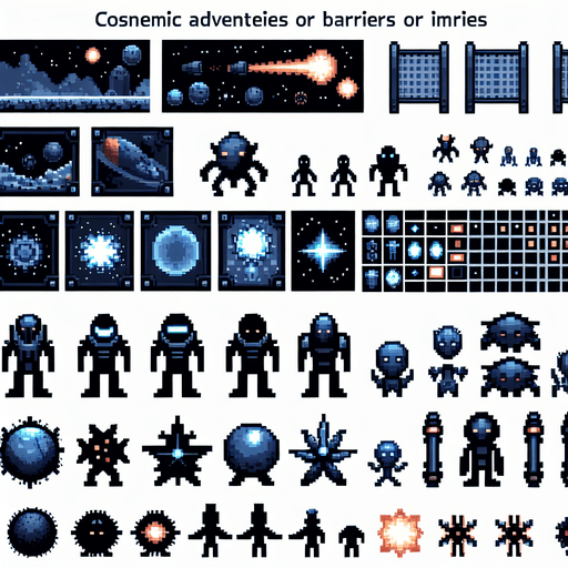 A spritesheet of various planets that are enemy characters or obstacles in a space game. laid out in a grid with blank space between them..
Single Game Texture. In-Game asset. 2d. Blank background. High contrast. No shadows.