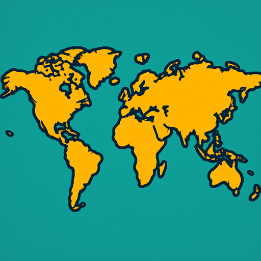 A small world map.
In-Game asset.  2d.  High contrast.  No shadows