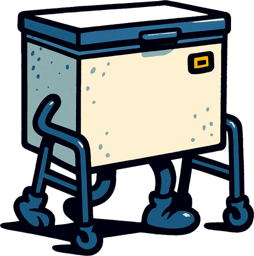 yürüyen derin dondurucu.
In-Game asset.  2d.  High contrast.  No shadows