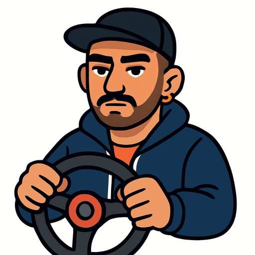 Turkish roadmen, holding steerwheel in the car 

2d.  No shadows. In game usage, no background