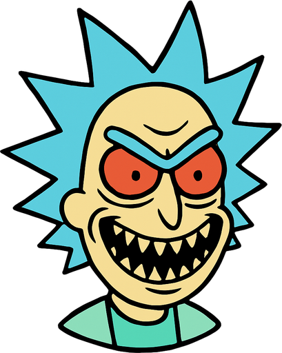 evil face rick and morty style.
In-Game asset.  2d.  High contrast.  No shadows
