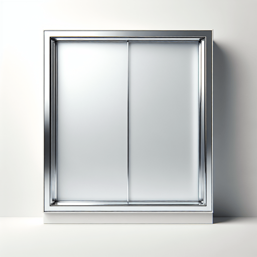 Pale white pop-up window with chrome rounded corners in front view.