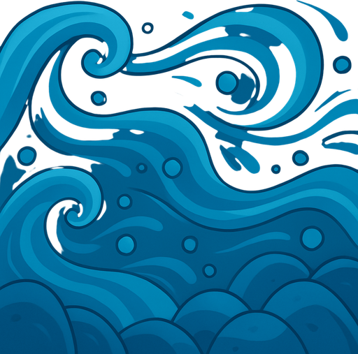 Crea la parte inversa de una carta que representa el elemento agua, no debe tener texto ni espacio vacío, deben ser corrientes de agua y rocas en la parte inferior