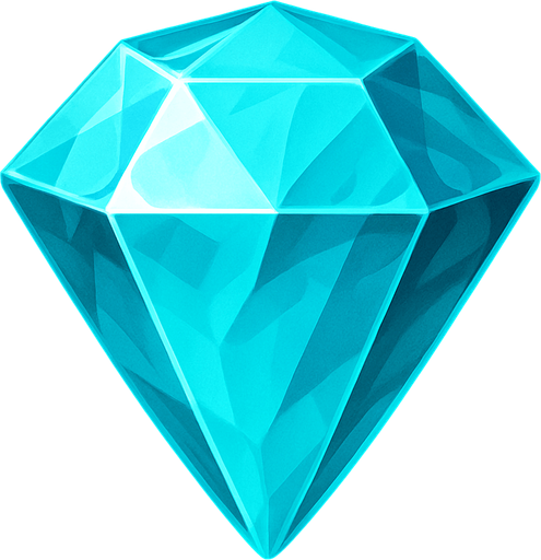 a cyan realistic gem.
In-Game asset.  2d.  High contrast.  No shadows