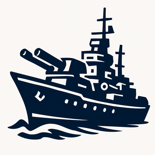 The medium warship balances speed and firepower. It is equipped with multiple cannons and moderate armor. It moves steadily and can withstand more hits than smaller ships, making it a tougher target..
In-Game asset.  2d.  High contrast.  No shadows
