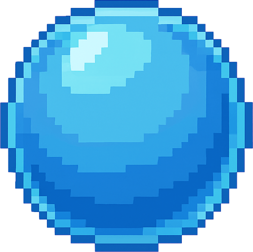 A blue transparent dome type shield ball . Simple graphics. Low details.
Single Game Texture. In-Game asset. 2d. Blank background. High contrast. No shadows. Pixel Art