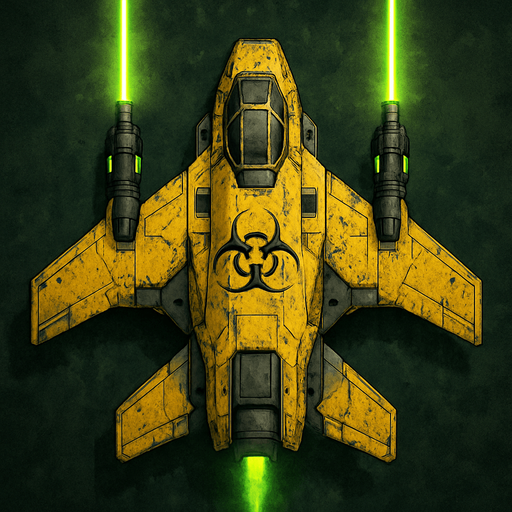 poisonous yellow laser spaceship top view.