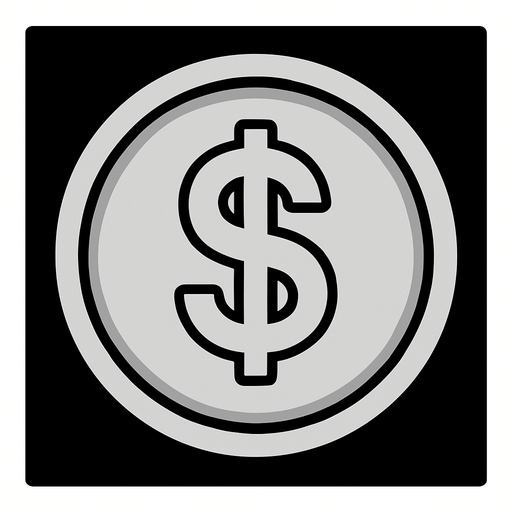 flat black framed silver coin
In-Game asset.  2d.  High contrast.  No shadows
