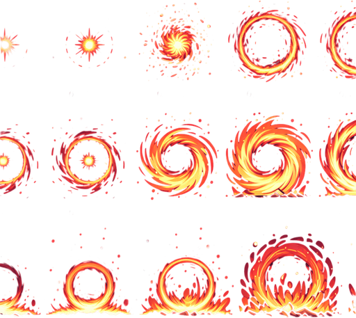 Circular Fire particle. Sprite Sheet.