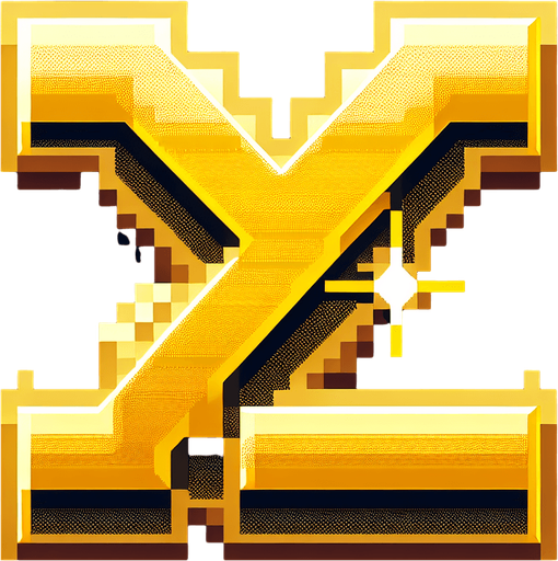 gold sign with a "X" and a "2".
video game style