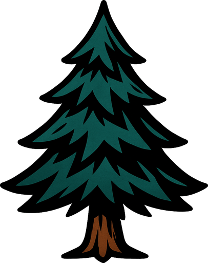 pine tree.
In-Game asset.  2d.  High contrast.  No shadows