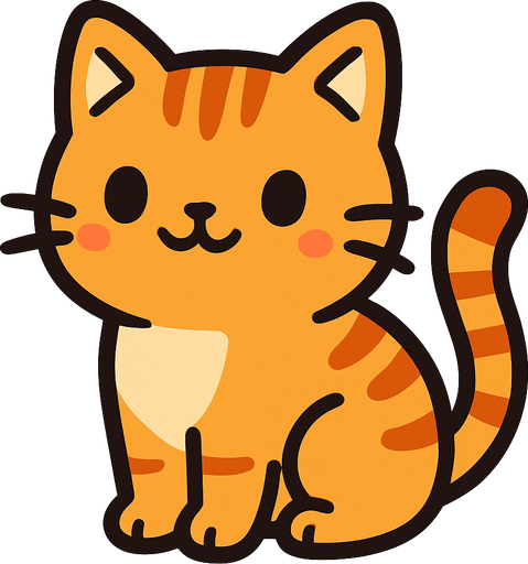 Cute cat.
In-Game asset.  2d.  High contrast.  No shadows