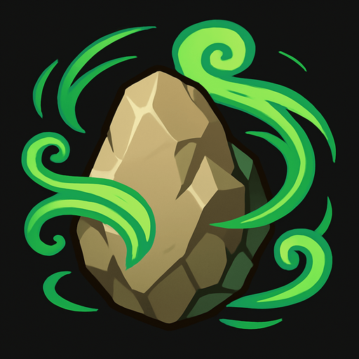 Pierre élémentaire vent.
In-Game asset.  2d.  High contrast.  No shadows