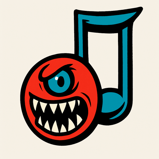 müzik notası olsun gözü ve keskin dişleri olsun.
In-Game asset.  2d.  High contrast.  No shadows