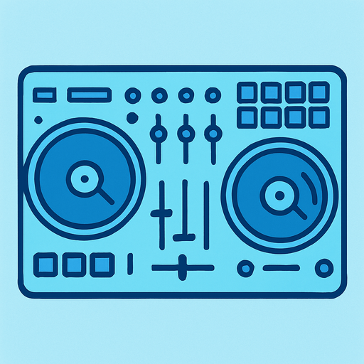 açık mavi dj masası ekipmanı.
In-Game asset.  2d.  High contrast.  No shadows