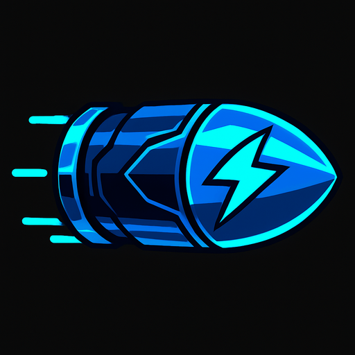Bala electrica futurista.
In-Game asset.  2d.  High contrast.  No shadows