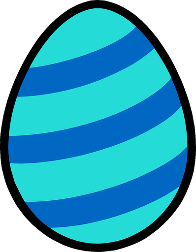 A Cyan egg with Blue Stripes.
In-Game asset.  2d.  High contrast.  No shadows