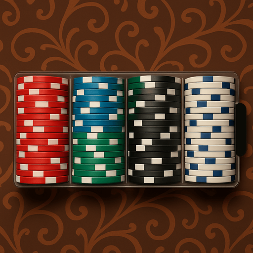 A rack of poker chips seen from overhead.