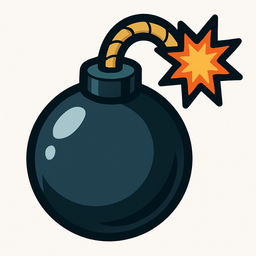 2D golgesiz bir bomba.
In-Game asset.  2d.  High contrast.  No shadows