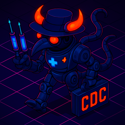 Neon cyberpunk anime top down isometric animatronic plague doctor cyborg demon medic CDC corporate robot monster disease pestilence medicine syringes Walking animation