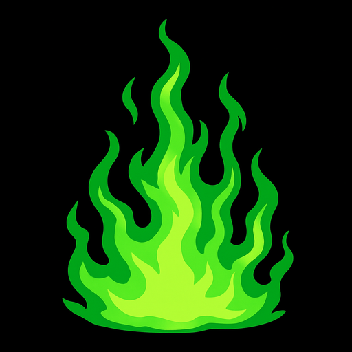 green fire.
In-Game asset.  2d.  High contrast.  No shadows