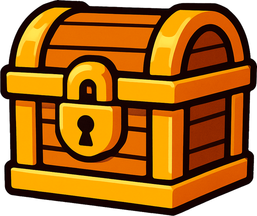 treasure chest.
In-Game asset.  2d.  High contrast.  No shadows