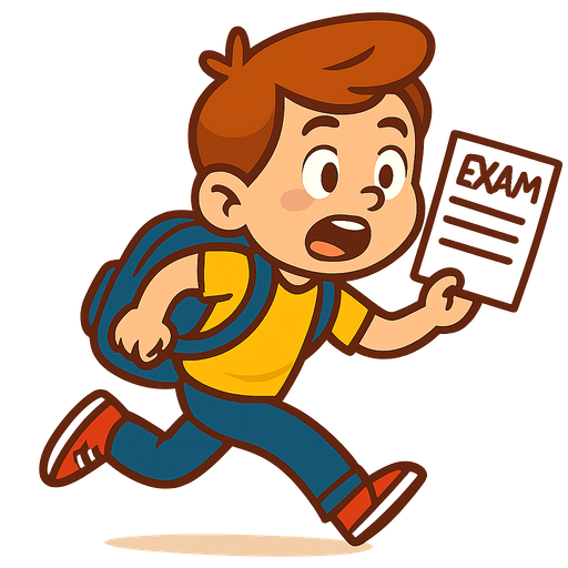 "student running", "exam", "school kid run".
In-Game asset.  2d.  High contrast.  No shadows