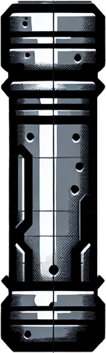 vertical scifi metal canon tube.
Single Game Texture.  In-Game asset.  2d.  Blank background.  High contrast.  No shadows