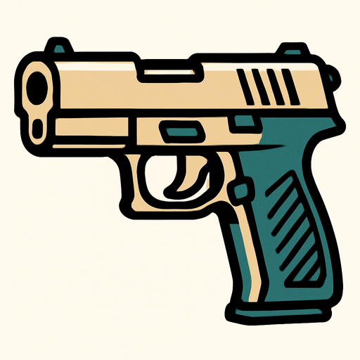 pistol.
In-Game asset.  2d.  High contrast.  No shadows