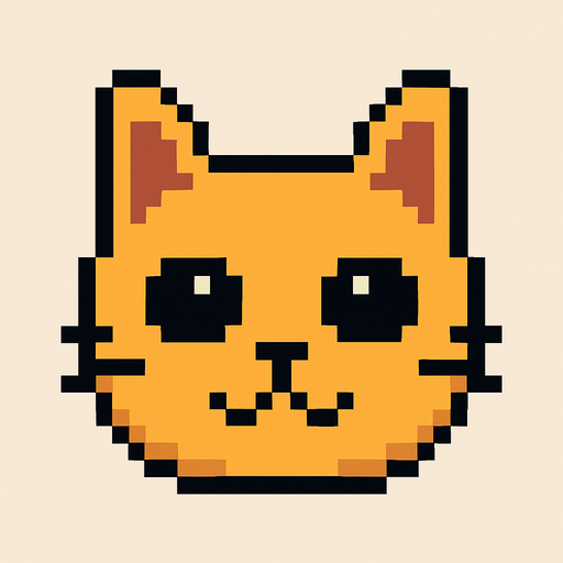 pixel art 2D cat head.
In-Game asset.  2d.  High contrast.  No shadows