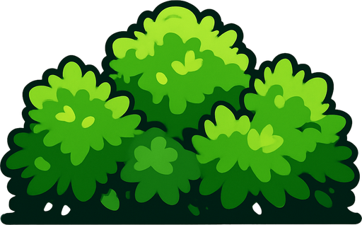 2d side scroller anime green bushs asset.
In-Game asset.  2d.  High contrast.  No shadows