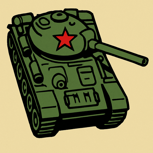 A Soviet tank..
In-Game asset.  2d.  High contrast.  No shadows. Top down view