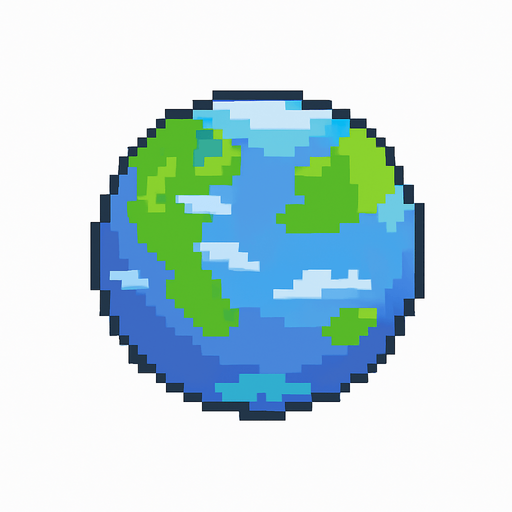 yalnızca pixel dünya kalacak, oyundaki düşman yerine bu görseli kullanacağım. yalnızca bu dünya kalsn pixel şekilde ve arka planı kaldır yani dünya dılındaki her şeyi kaldır