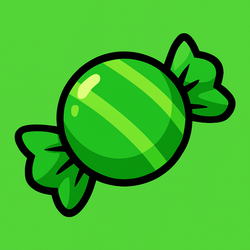 Green candy.
In-Game asset.  2d.  High contrast.  No shadows