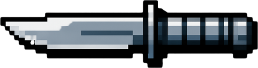 Quiero un cuchillo de color metal en estilo 32 bits.
In-Game asset.  2d.  High contrast.  No shadows